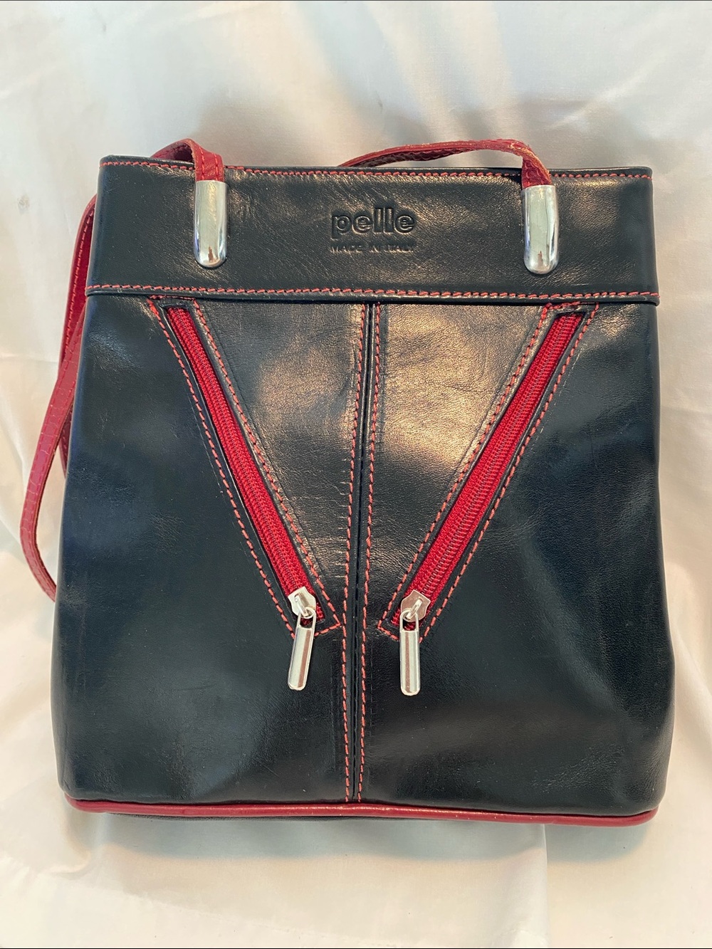 Pelle Black Backpack Rucksack Bag with Red Trim